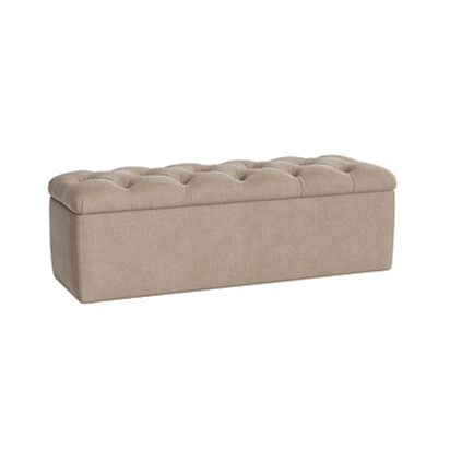 Loaf | Button Top | Ottoman Storage Bench | Beige Chenille | Tea Dunk