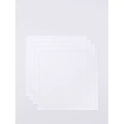 John Lewis Cotton Napkins, Set of 4, White White | H0.50 x W45 x D45cm