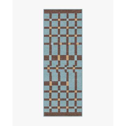 Nano Slate Blue Flatwoven Rug - 75 x 215 cm - Rug + Pad System