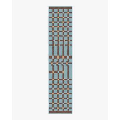 Nano Slate Blue Flatwoven Rug - 75 x 365 cm - Rug + Pad System