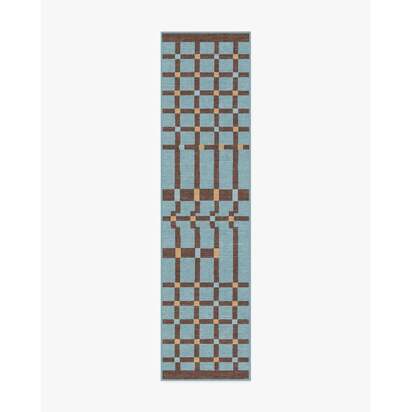 Nano Slate Blue Flatwoven Rug - 75 x 305 cm - Rug + Cushioned Pad System
