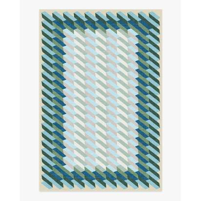 Echo Soft Teal Flatwoven Rug - 185 x 275 cm - Rug + Cushioned Pad System