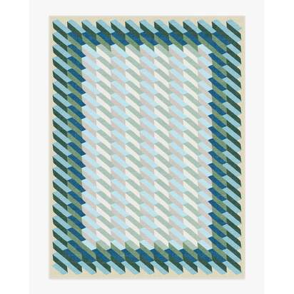 Echo Soft Teal Flatwoven Rug - 275 x 365 cm - Rug + Cushioned Pad System