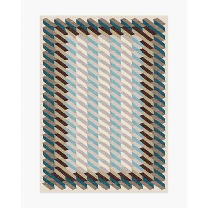 Echo Slate Blue Flatwoven Rug - 150 x 215 cm - Rug + Pad System
