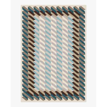 Echo Slate Blue Flatwoven Rug - 185 x 275 cm - Rug + Pad System