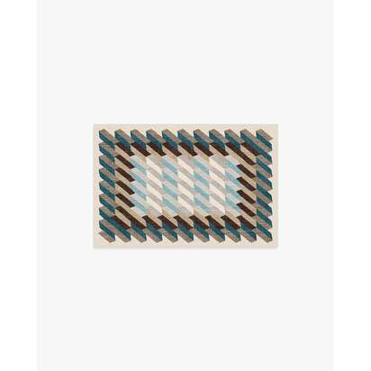 Echo Slate Blue Flatwoven Rug - 60 x 90 cm - Rug + Cushioned Pad System