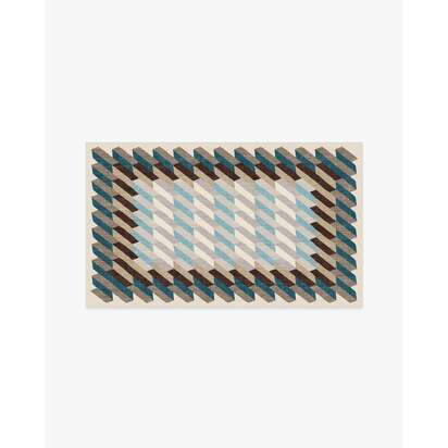 Echo Slate Blue Flatwoven Rug - 90 x 150 cm - Rug + Cushioned Pad System