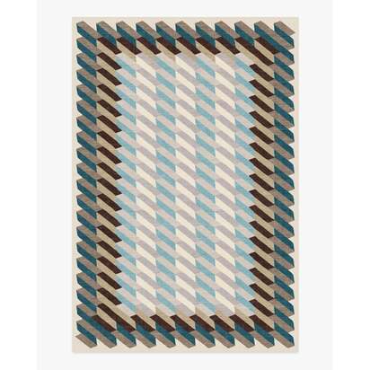 Echo Slate Blue Flatwoven Rug - 200 x 290 cm - Rug + Cushioned Pad System
