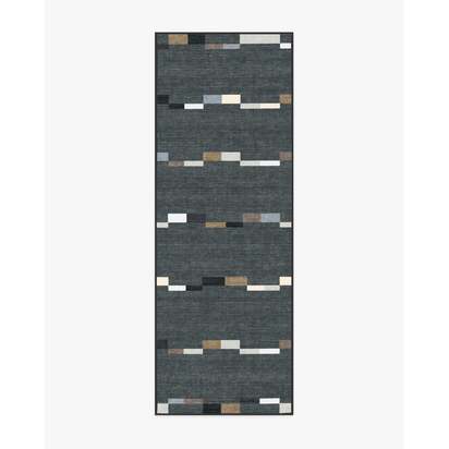 Rift Charcoal Flatwoven Rug - 75 x 215 cm - Rug + Cushioned Pad System