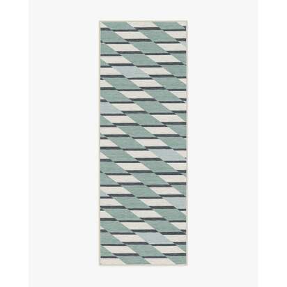 Tess Soft Teal Flatwoven Rug - 75 x 215 cm - Rug + Pad System