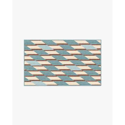 Tess Slate Blue Flatwoven Rug - 90 x 150 cm - Rug + Pad System
