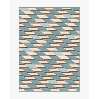Tess Slate Blue Flatwoven Rug - 150 x 215 cm - Rug + Pad System