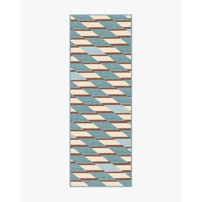 Tess Slate Blue Flatwoven Rug - 75 x 215 cm - Rug + Cushioned Pad System