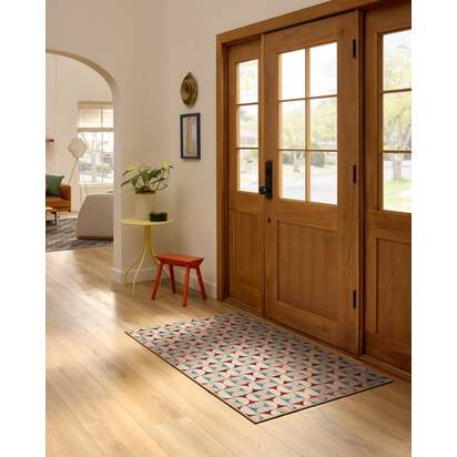 Orana Red & Light Blue Flatwoven Rug - 75 x 215 cm - Rug + Pad System