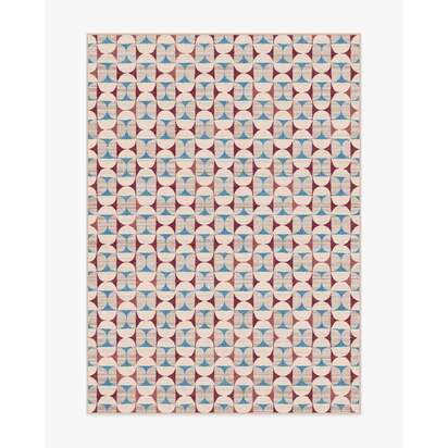 Orana Red & Light Blue Flatwoven Rug - 150 x 215 cm - Rug + Pad System