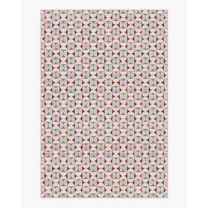Orana Red & Light Blue Flatwoven Rug - 200 x 290 cm - Rug + Pad System