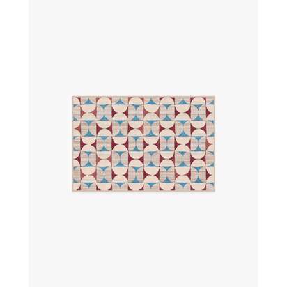 Orana Red & Light Blue Flatwoven Rug - 60 x 90 cm - Rug + Cushioned Pad System