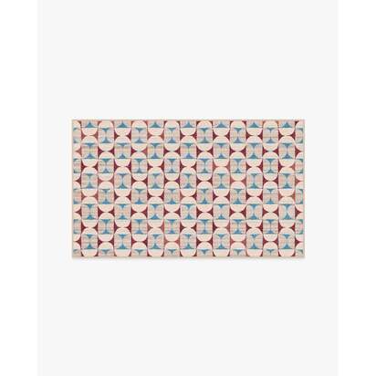 Orana Red & Light Blue Flatwoven Rug - 90 x 150 cm - Rug + Cushioned Pad System