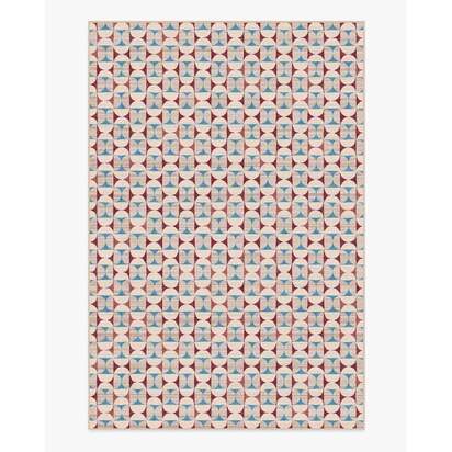 Orana Red & Light Blue Flatwoven Rug - 185 x 275 cm - Rug + Cushioned Pad System