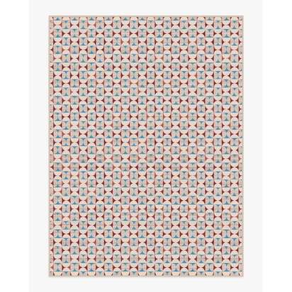 Orana Red & Light Blue Flatwoven Rug - 275 x 365 cm - Rug + Cushioned Pad System