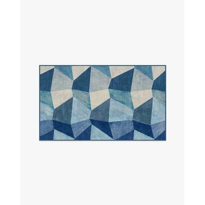 Rhea Blue Flatwoven Rug - 90 x 150 cm - Rug + Cushioned Pad System