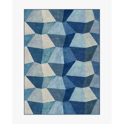 Rhea Blue Flatwoven Rug - 150 x 215 cm - Rug + Cushioned Pad System