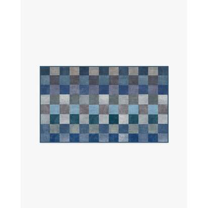 Flux Blue Flatwoven Rug - 90 x 150 cm - Rug + Pad System