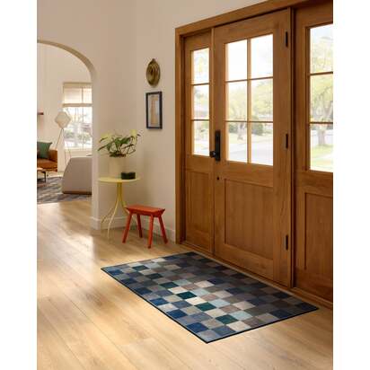 Flux Blue Flatwoven Rug - 90 x 150 cm - Rug + Pad System