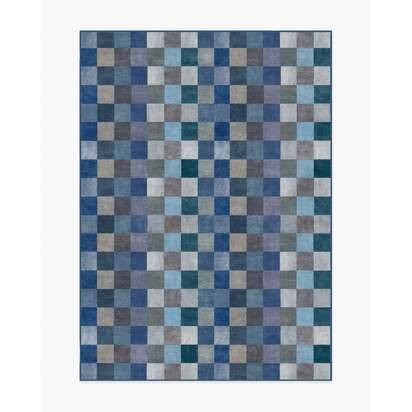 Flux Blue Flatwoven Rug - 150 x 215 cm - Rug + Pad System
