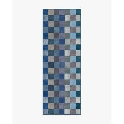 Flux Blue Flatwoven Rug - 75 x 215 cm - Rug + Cushioned Pad System