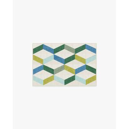 Kya Teal Flatwoven Rug - 60 x 90 cm - Rug + Cushioned Pad System