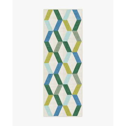 Kya Teal Flatwoven Rug - 75 x 215 cm - Rug + Cushioned Pad System