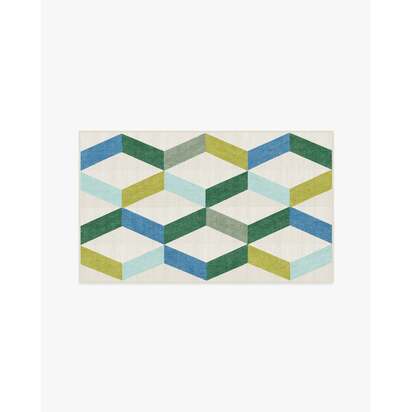Kya Teal Flatwoven Rug - 90 x 150 cm - Rug + Cushioned Pad System