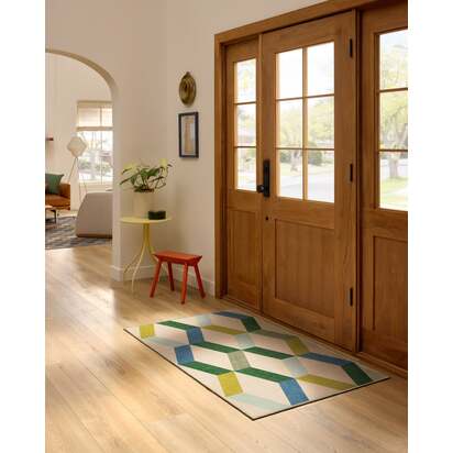 Kya Teal Flatwoven Rug - 200 x 290 cm - Rug + Cushioned Pad System