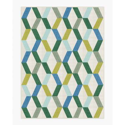 Kya Teal Flatwoven Rug - 275 x 365 cm - Rug + Cushioned Pad System