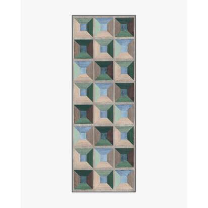 Hedra Soft Teal Flatwoven Rug - 75 x 215 cm - Rug + Cushioned Pad System