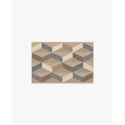 Kya Beige Flatwoven Rug - 60 x 90 cm - Rug + Cushioned Pad System