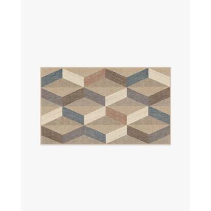 Kya Beige Flatwoven Rug - 90 x 150 cm - Rug + Cushioned Pad System