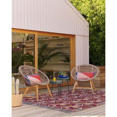 Paloma Berry Multicolour Outdoor Rug - 75 x 215 cm - Rug + Pad System