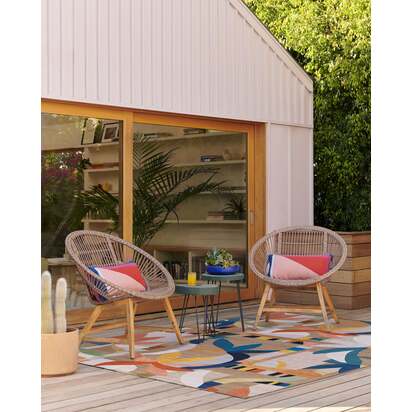 Laguna Natural Multicolour Outdoor Rug - 245 x 305 cm - Rug + Pad System