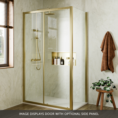 Crosswater Clear 6 6mm Brushed Brass Single Sliding Door - 1500mm