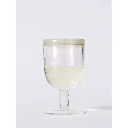 John Lewis Bubble Colour Rim Wine Glass, 260ml, Green Multi | H14 x W8 x D8cm