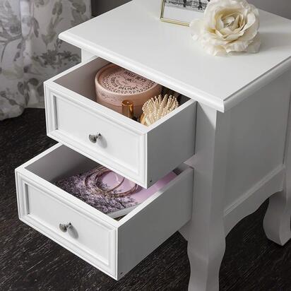 Bette 30cm 2 Drawer Bedside Table - Set of 2 - Ivory White
