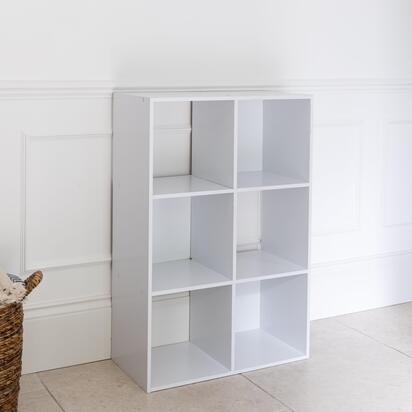 Cara 6 Cube Chalk White Bookcase Wooden Display Unit Shelving Storage Bookshelf Shelves - No Basket