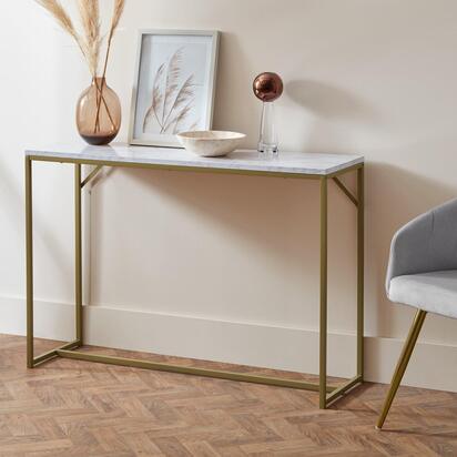 Jay Marble Effect Console Table - Gold Legs
