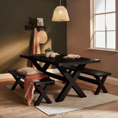 Willow Wooden Coat Rack with Shelf - Black