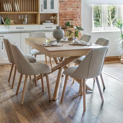 Freya Sand Dining Chairs - Set of 2 - Whitewash Oak Legs