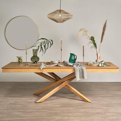 Amelia Oak Extendable Dining Table Set - 6 Seater - Mabel Oak Spindle Back Chairs