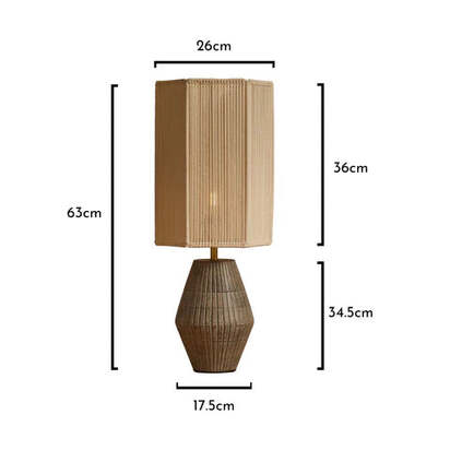 Haveri Mango Wood Table Lamp with Natural  Shade - 63cm