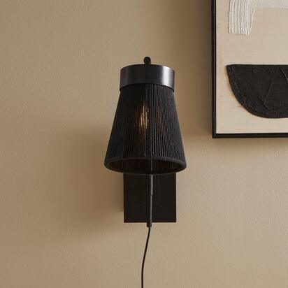 Neri Black Cotton String Wall Light